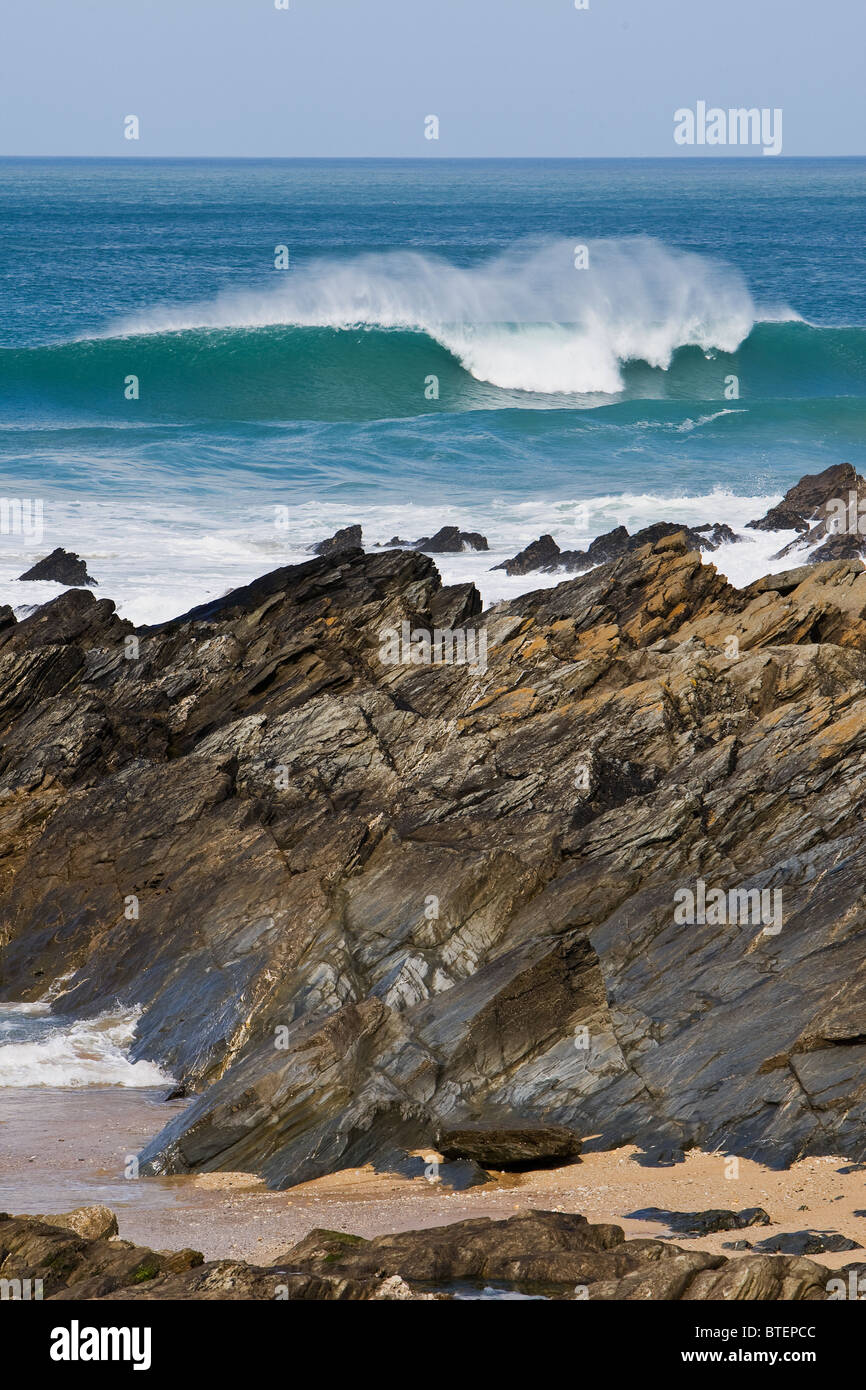 Big Surf au Nord, Fistral Newquay, Cornwall, UK Banque D'Images