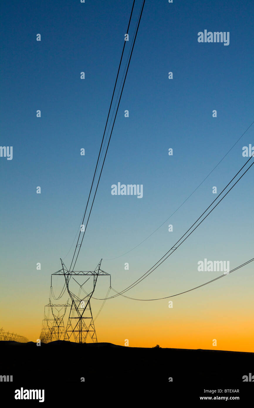Les tours de transmission d'électricité (pylônes électriques) - California USA Banque D'Images