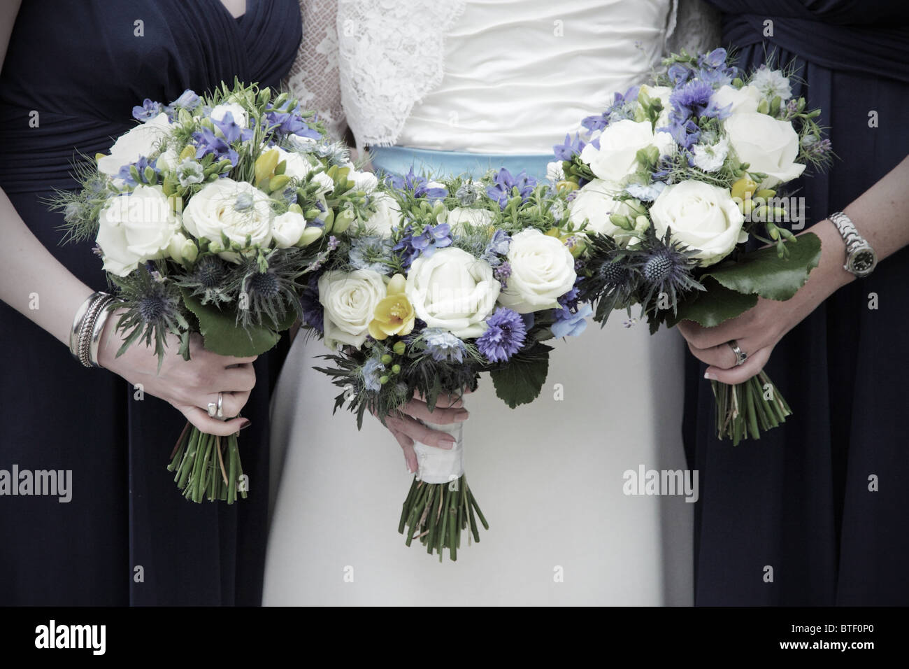 Trois bouquets de mariage Banque D'Images