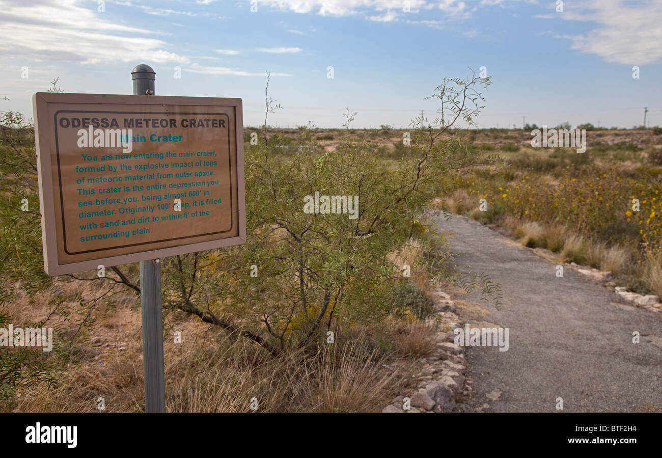 Odessa, Texas - l'Odessa Meteor Crater, formé quand une météorite coincé sur la terre il y a 63 000 ans. Banque D'Images