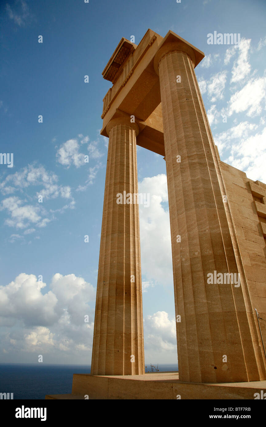 L'Acropole, Lindos, Rhodes, Grèce. Banque D'Images