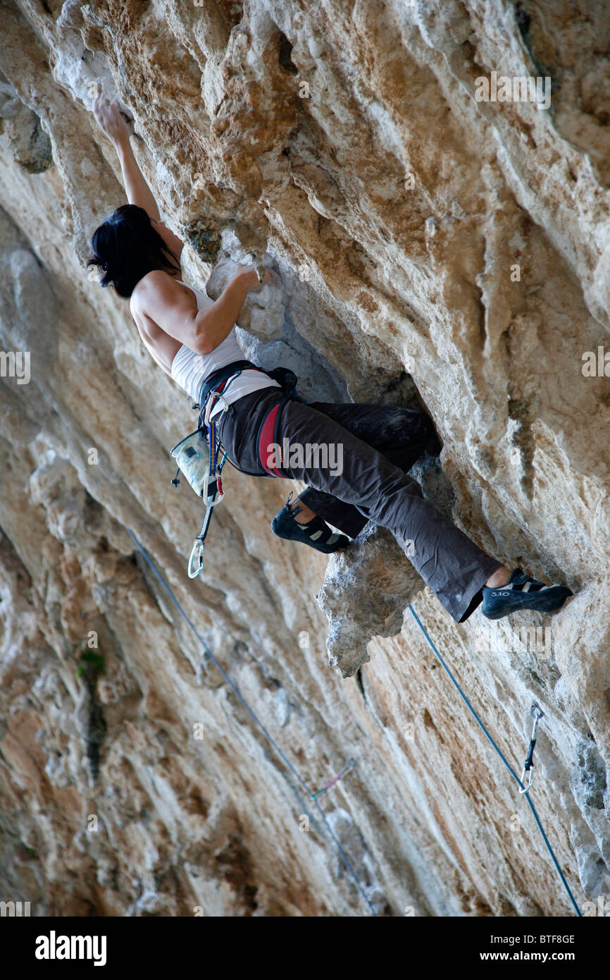 L'escalade de rocher, Kalymnos, Grèce, Banque D'Images