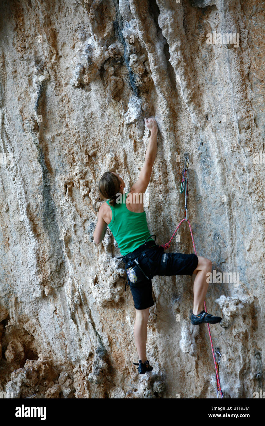 L'escalade de rocher, Kalymnos, Grèce, Banque D'Images
