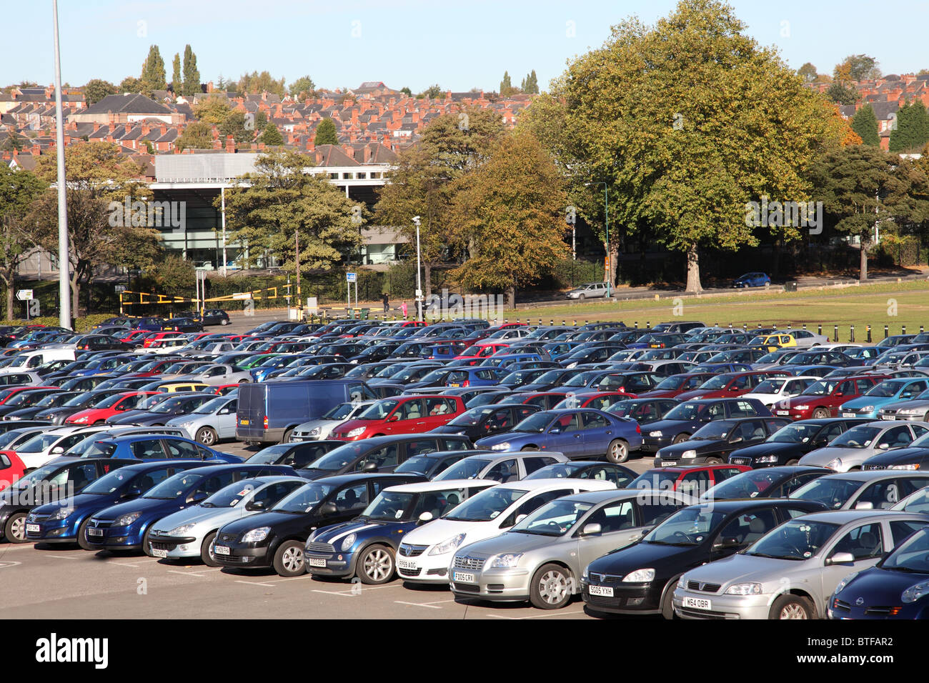 Un parking Park & Ride à Nottingham, Angleterre, U Banque D'Images