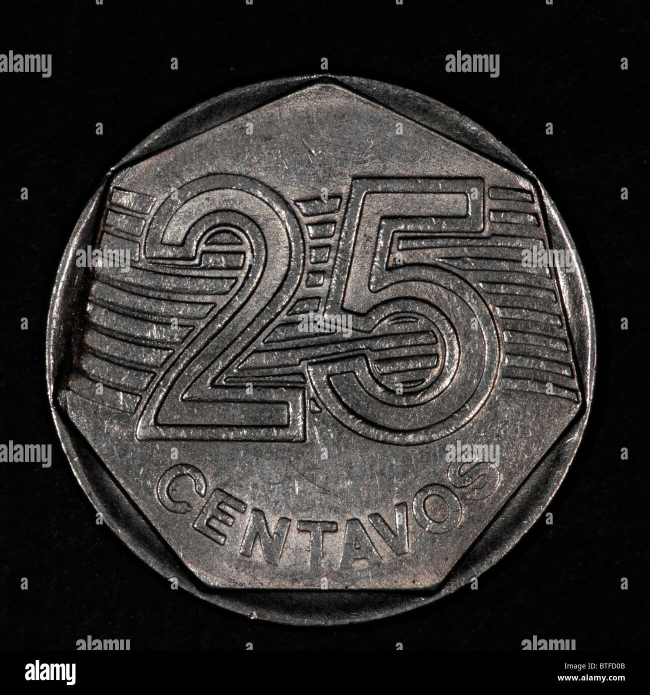 Pièce de monnaie brésilienne de 25 centavos Banque D'Images