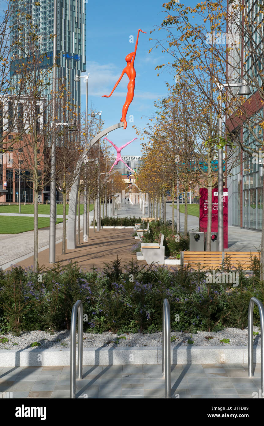 L'aménagement paysager par Townsend Architectes du paysage à la Manchester City Council's nouveau,bureaux,numéro un de la Première Rue. Banque D'Images