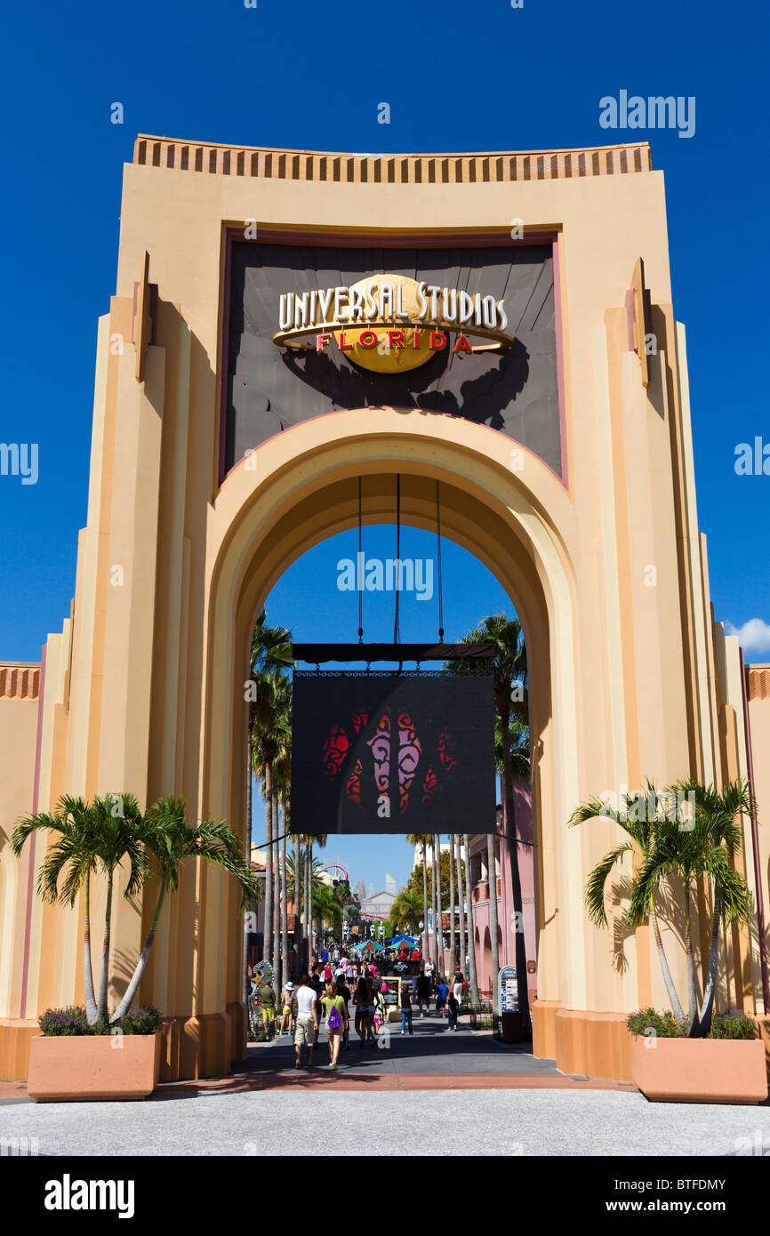 Entrée de Universal Studios, Orlando, Floride, USA Central Banque D'Images
