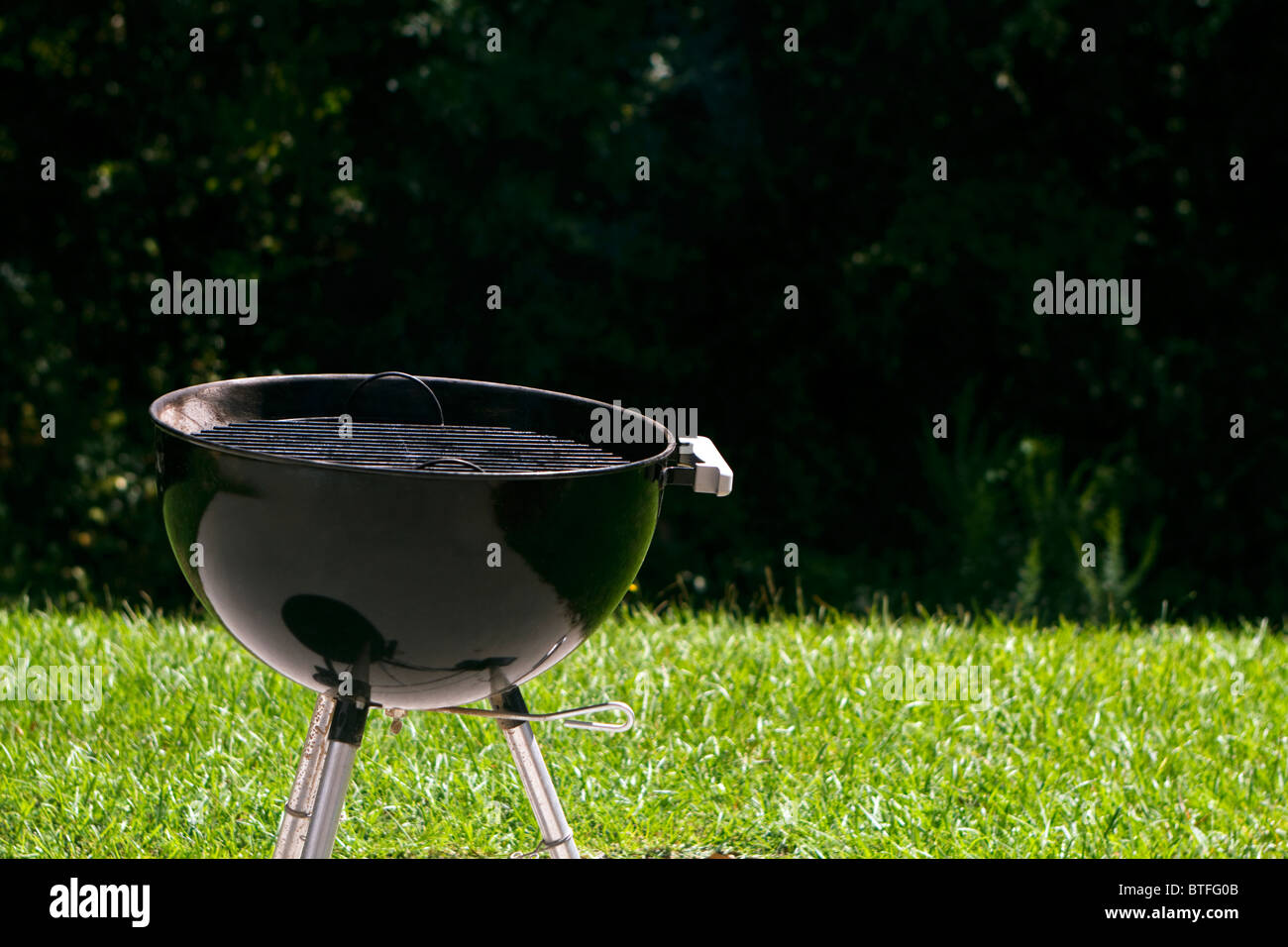 Électrique grill dans un jardin en été, contre un arrière-plan de la forêt dense. Thèmes temps parfait pour l'été ! Banque D'Images