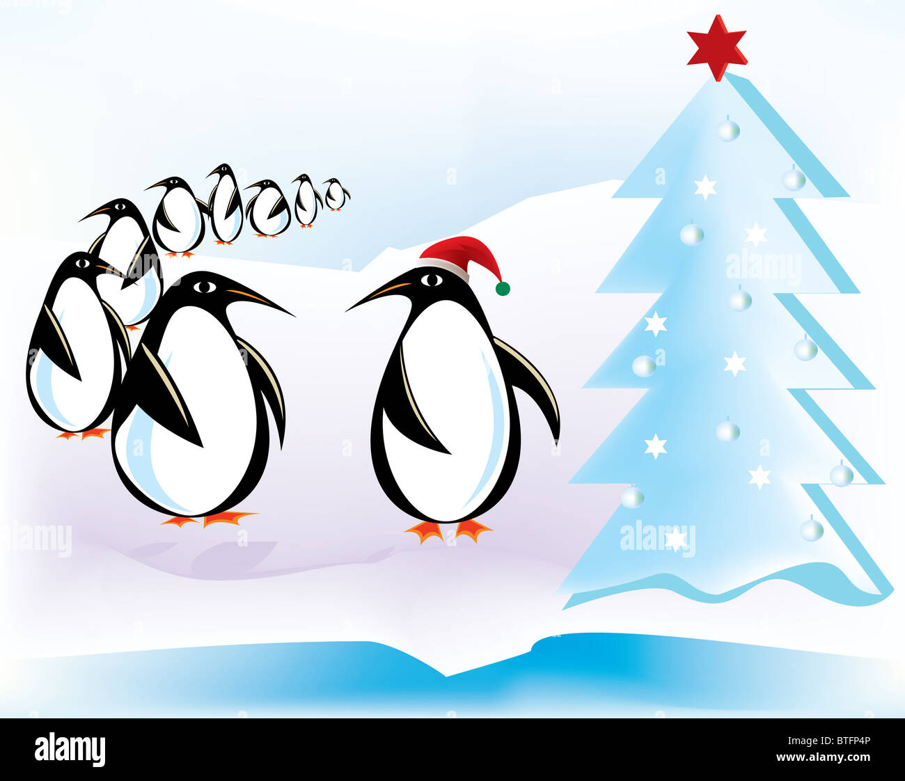 Pingouins rassemblements saisonniers en hiver Banque D'Images