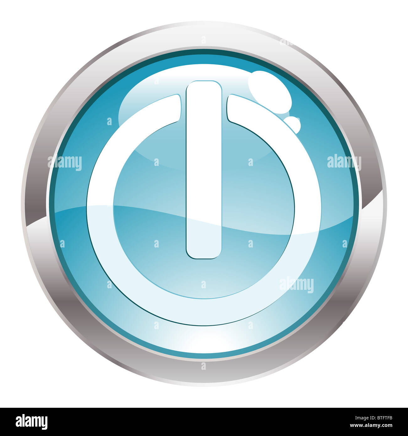 Bouton rond en trois dimensions avec l'icône de l'interrupteur, vector illustration Banque D'Images