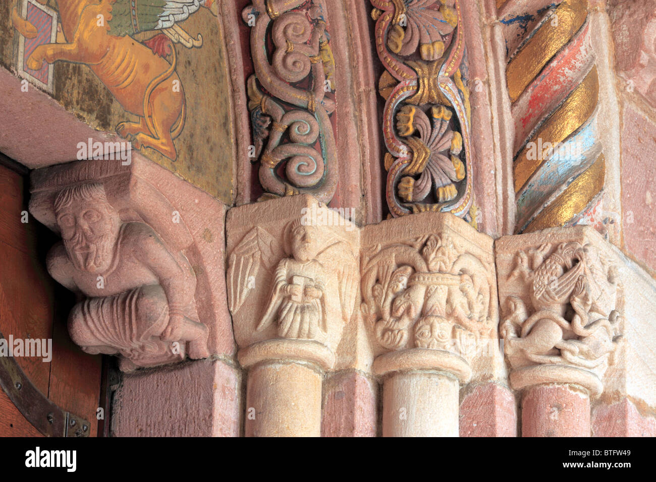 L'église gothique de Saint Georges, Selestat, Bas-Rhin, Alsace, France Banque D'Images