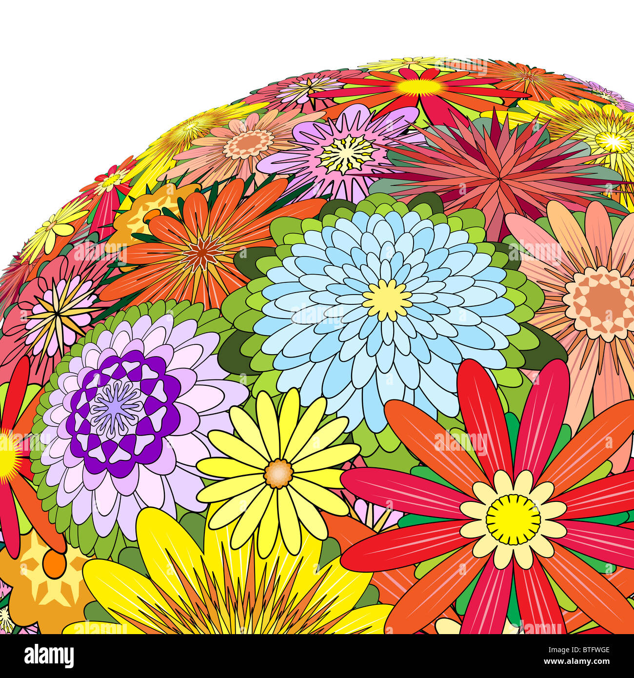 Illustration d'un gros bouquet de fleurs mixtes Banque D'Images
