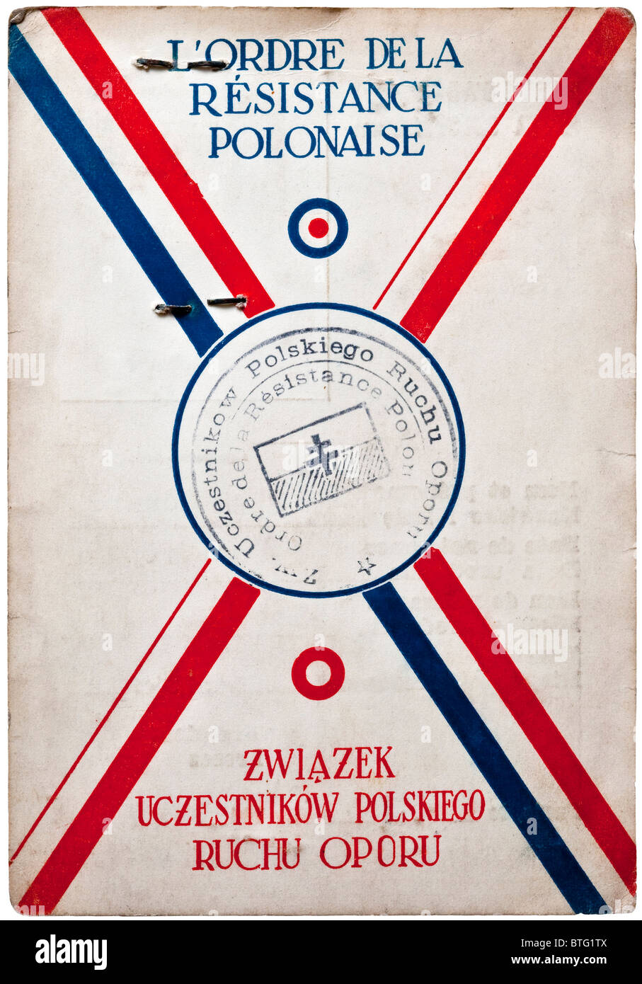 WW2 Français / carte d'identité de la résistance polonaise. Banque D'Images