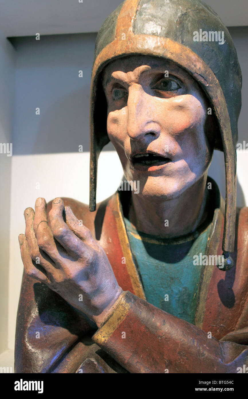 Sculpture médiévale (15e siècle), Musée de la cathédrale de Strasbourg, Strasbourg, Alsace, France Banque D'Images