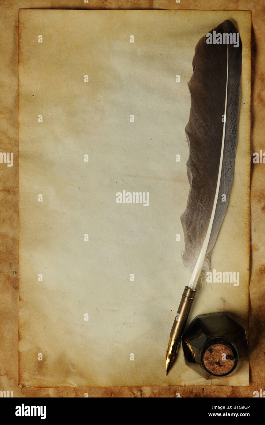 Papier et encre quill Banque D'Images