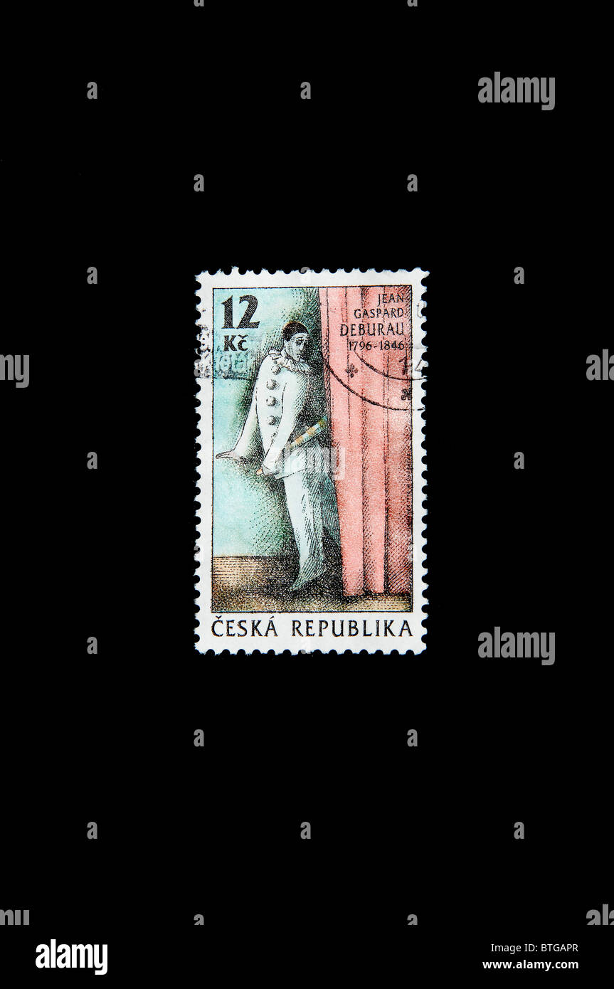Jean Gaspard Deburau dans un timbre tchèque Banque D'Images