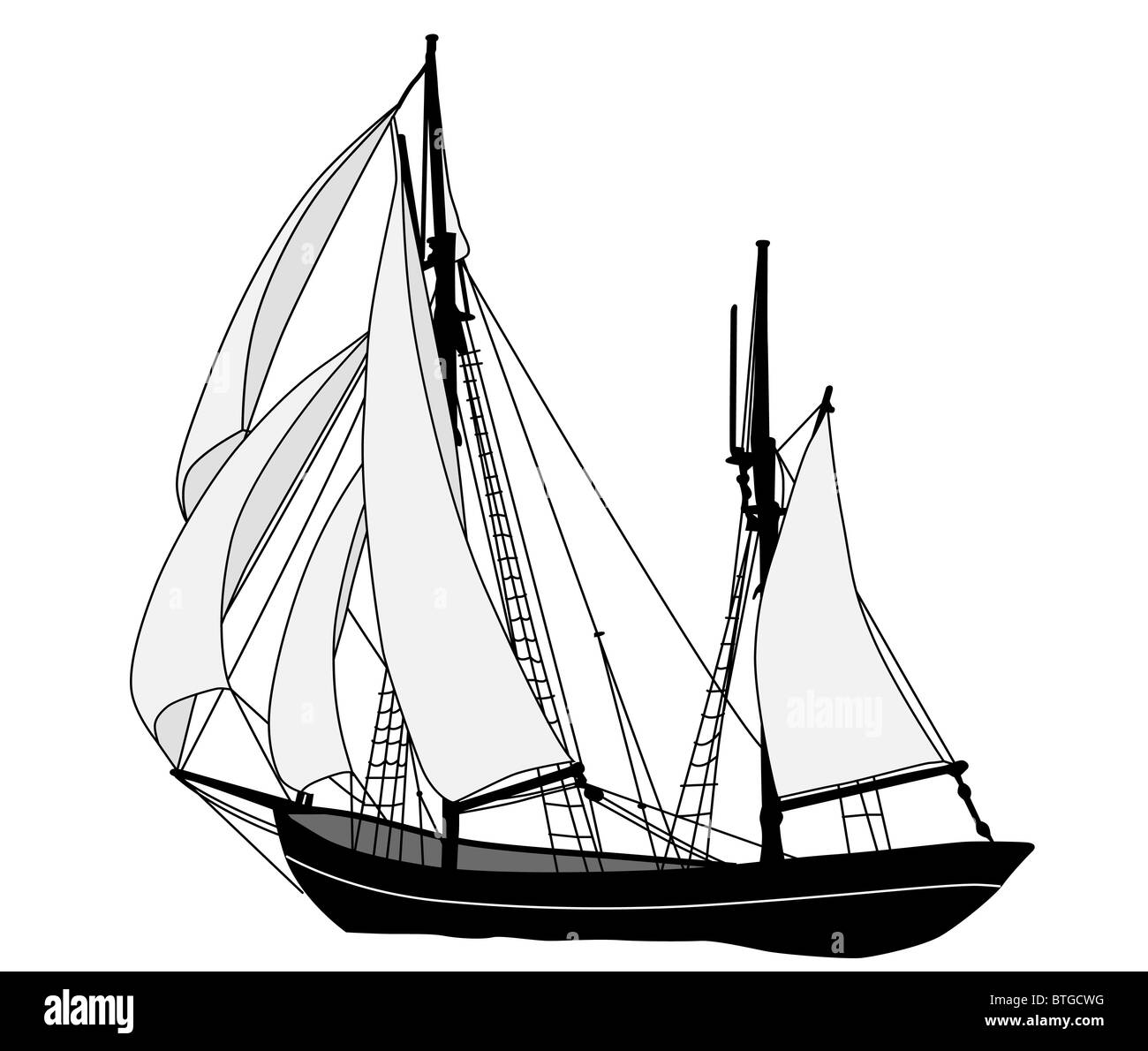 Illustration d'un vieux bateau à voile Banque D'Images