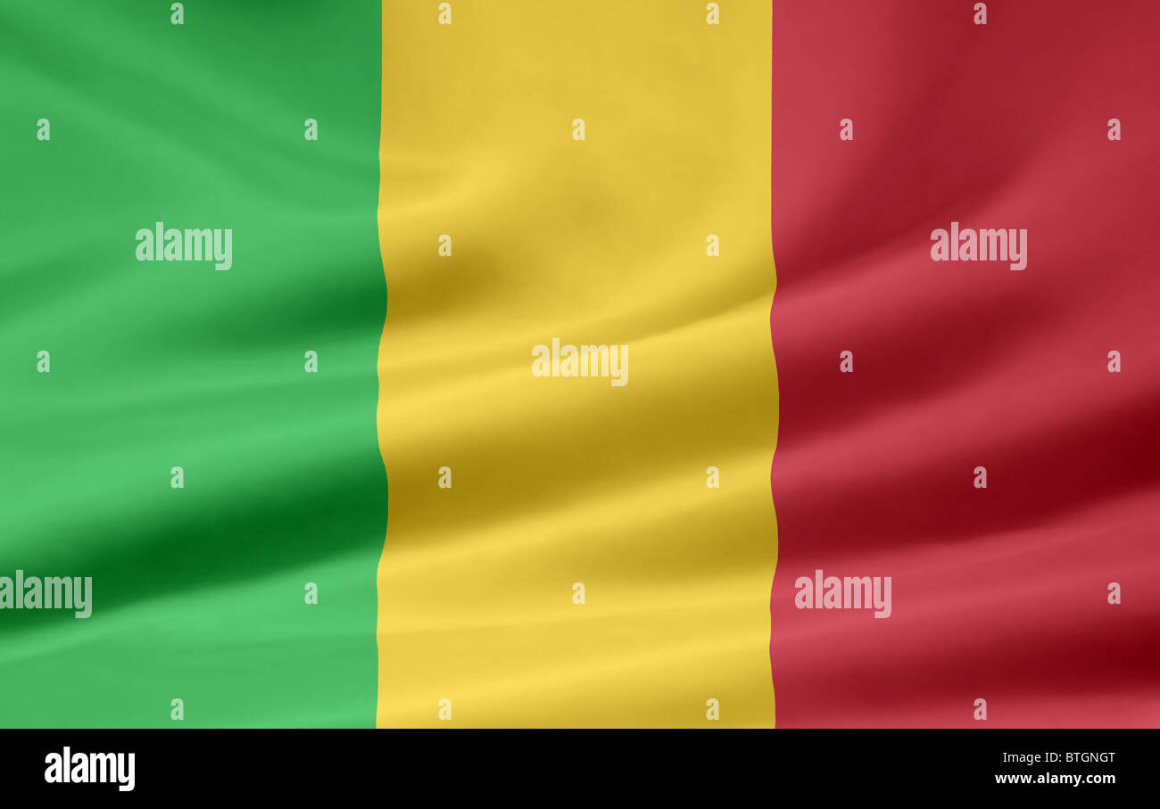 Grand drapeau du Mali Banque D'Images