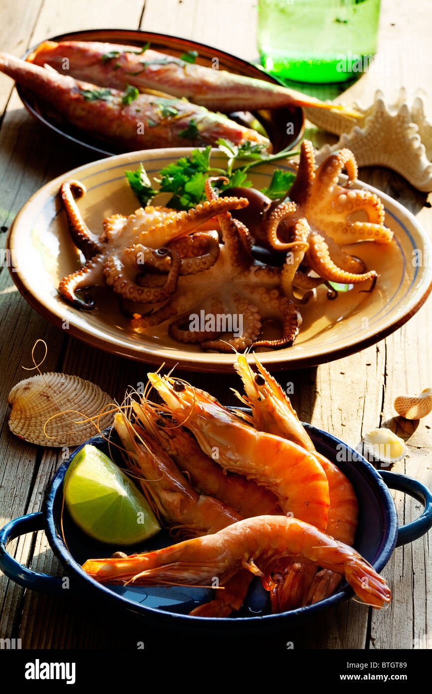 Des fruits de mer de style méditerranéen Banque D'Images Des fruits de mer de style méditerranéen Banque D'Images