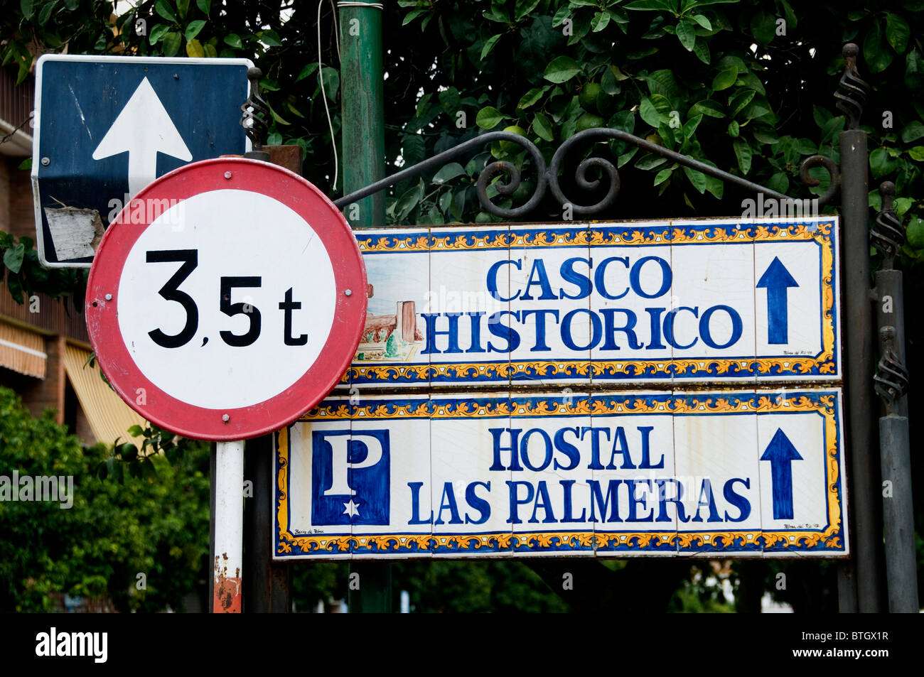 Panneau routier près de Cordoba Andalousie Espagne Espagnol Banque D'Images