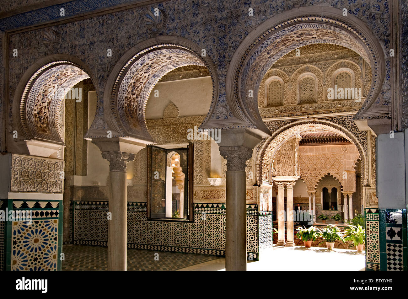 Alcazar Séville Espagne Andalousie mauresque Palais Royal fort. Banque D'Images