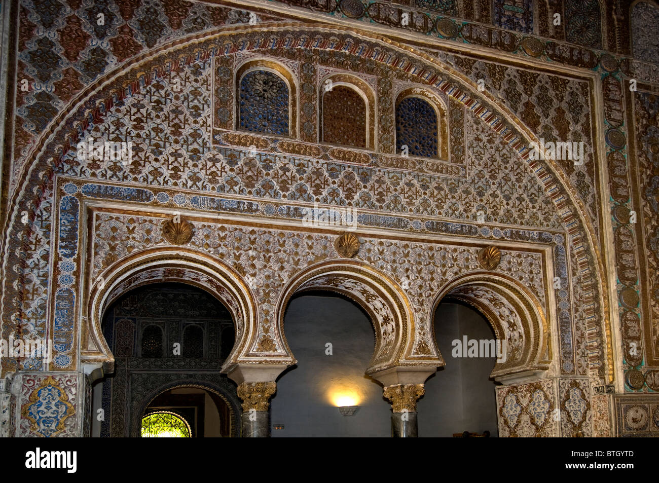 Alcazar Séville Espagne Andalousie mauresque Palais Royal fort. Banque D'Images