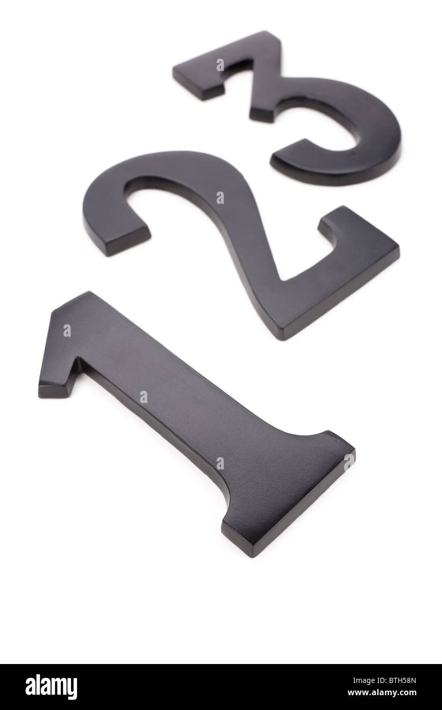 Numéro 1 2 3 avec fond blanc Banque D'Images