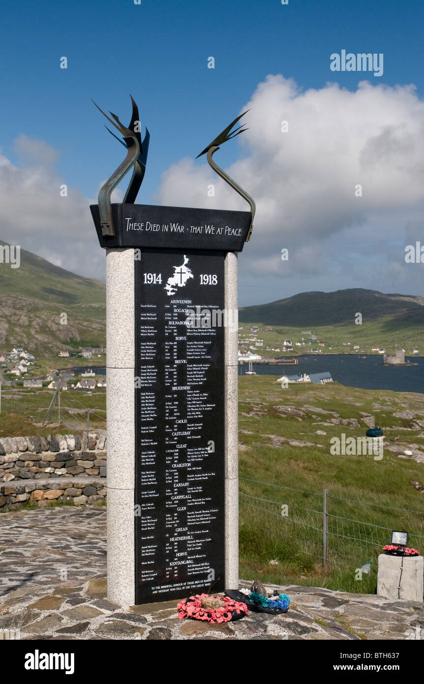 La Première Guerre mondiale moderne au Memorial Nasg, Castlebay, Barra, Hébrides extérieures, en Écosse. 6593 SCO Banque D'Images