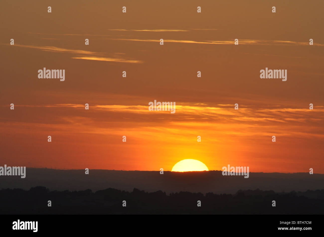 Coucher de soleil à Coquelles Banque D'Images