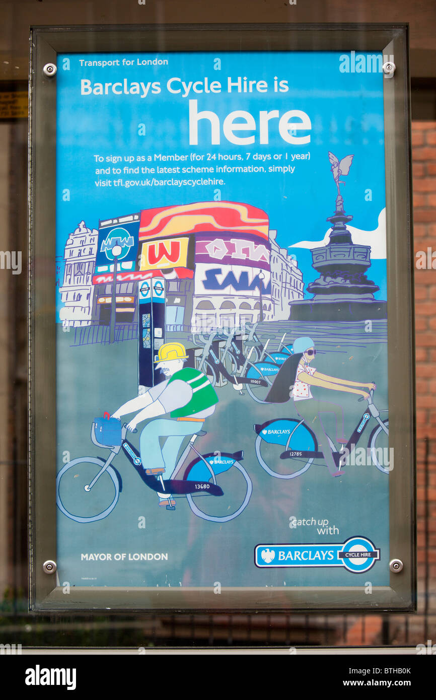 Une affiche pour le Barclays Cycle Hire Scheme il fait du vélo beaucoup plus sûr et encourage plus de personnes à prendre leur voyage à vélo Banque D'Images