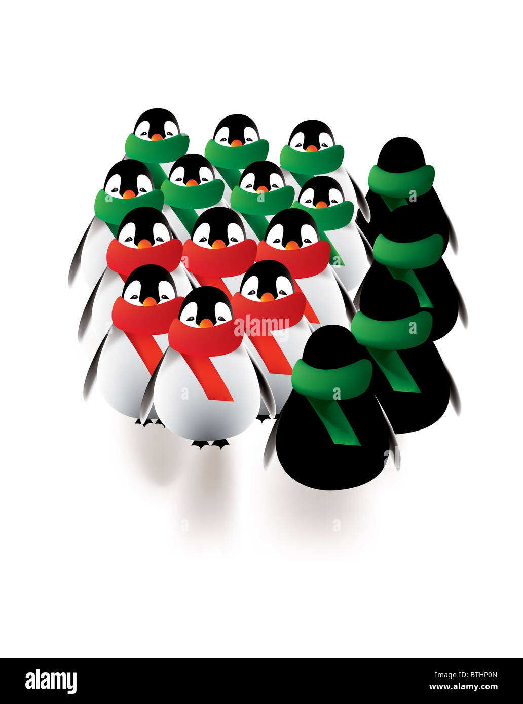 Pingouins rassemblements saisonniers en hiver Banque D'Images