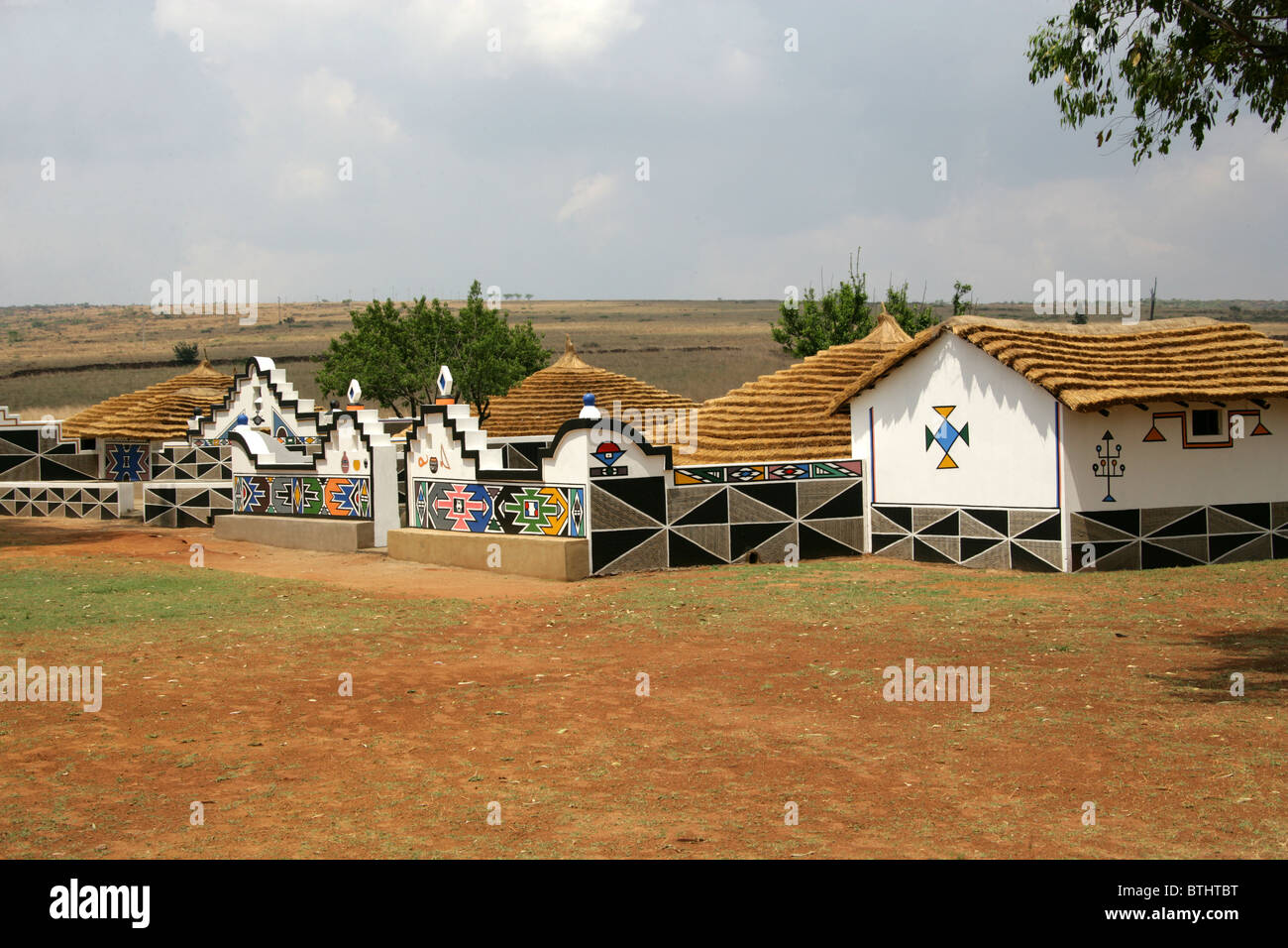Village de la culture Ndebele, Botshabelo, Afrique du Sud. Banque D'Images