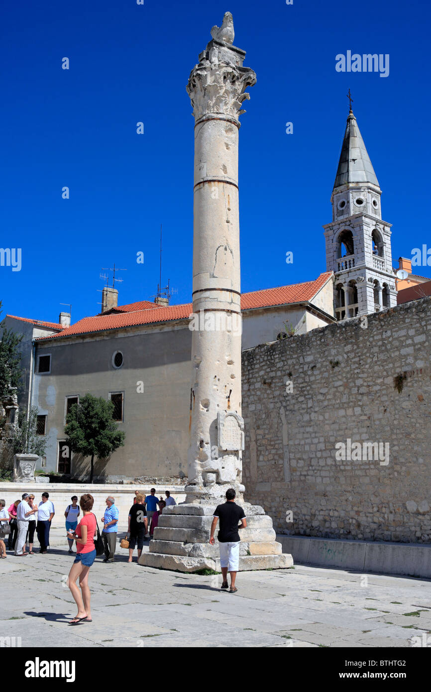 Colonne romaine, comté de Zadar, Zadar, Croatie Banque D'Images