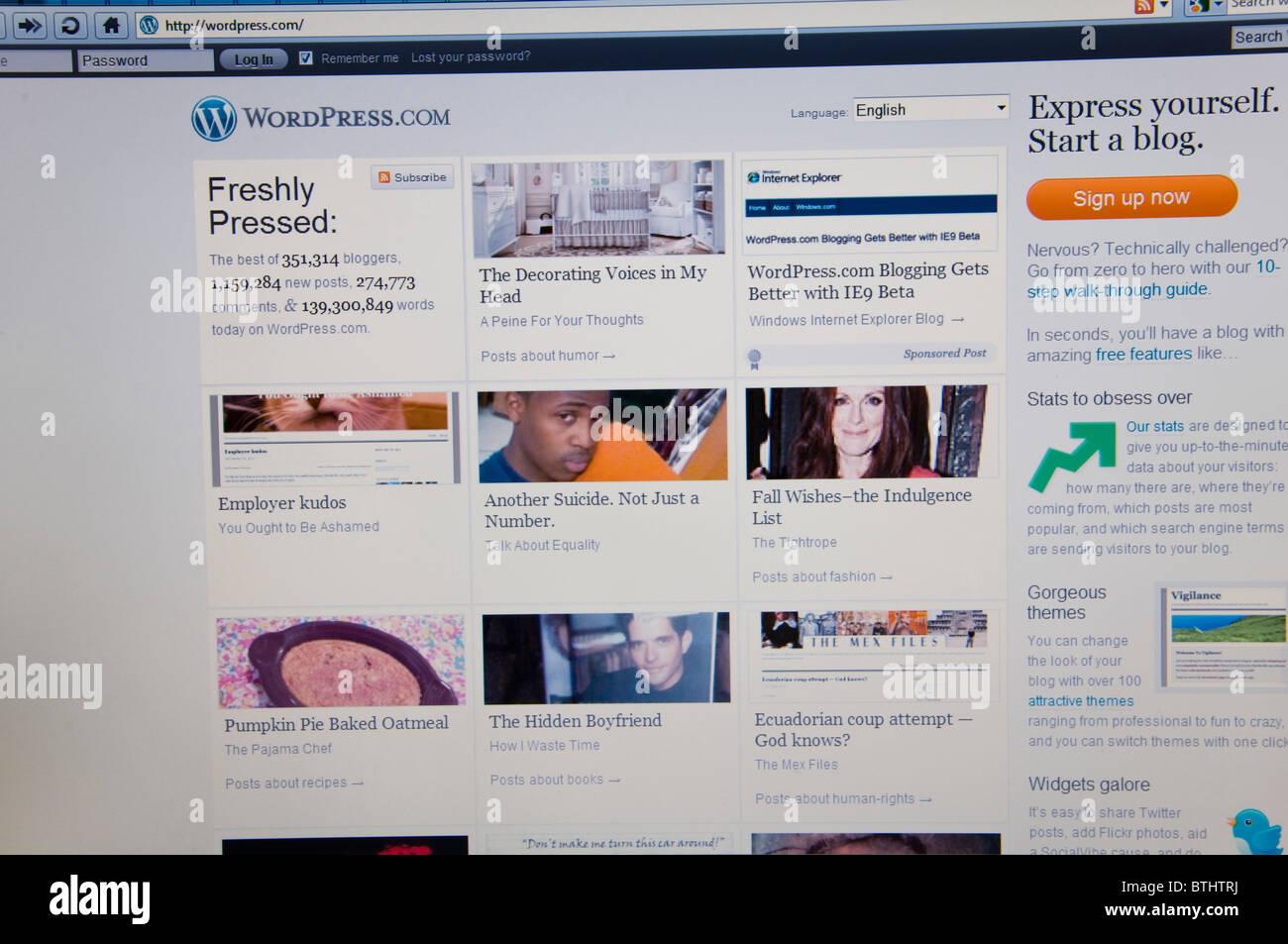 Monde Presse Site web capture d'écran Banque D'Images