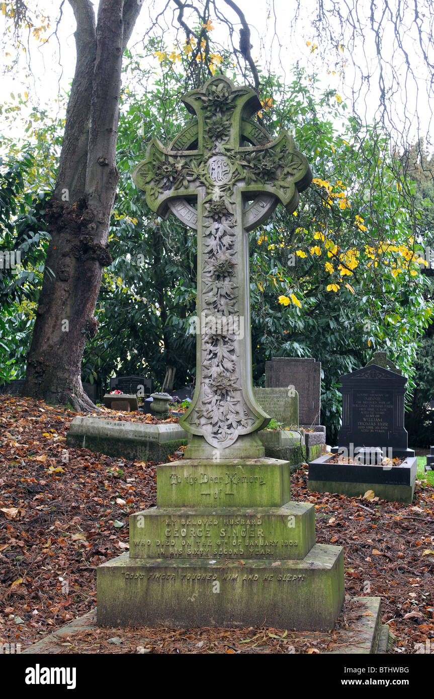 Tombe de George Singer, cimetière de London Road, Coventry, Royaume-Uni Banque D'Images