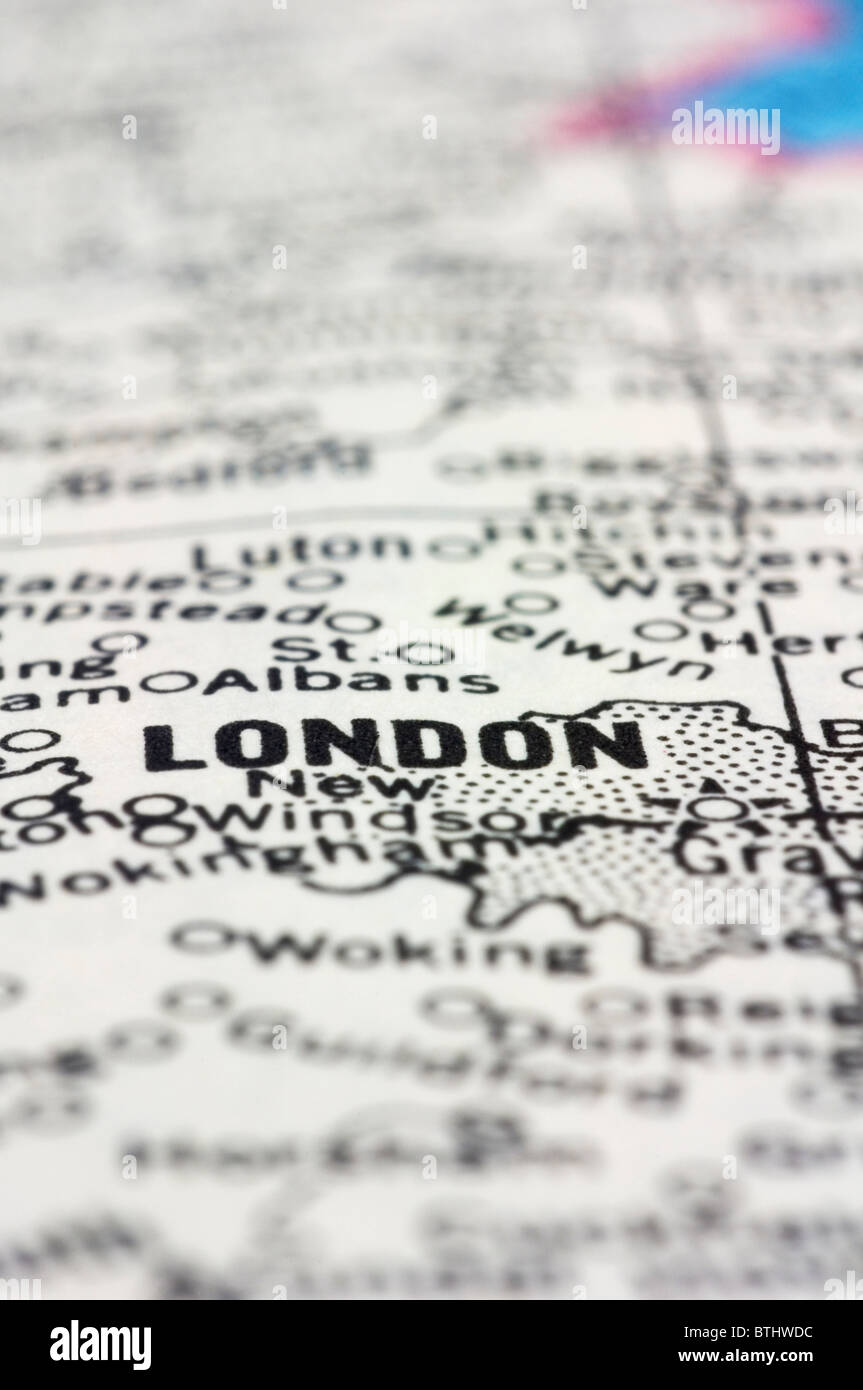 Close up London sur la carte. Banque D'Images