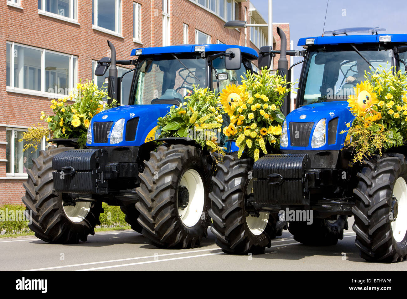 Tracteurs, Corso fleuri, Noordwijk, Pays-Bas Banque D'Images