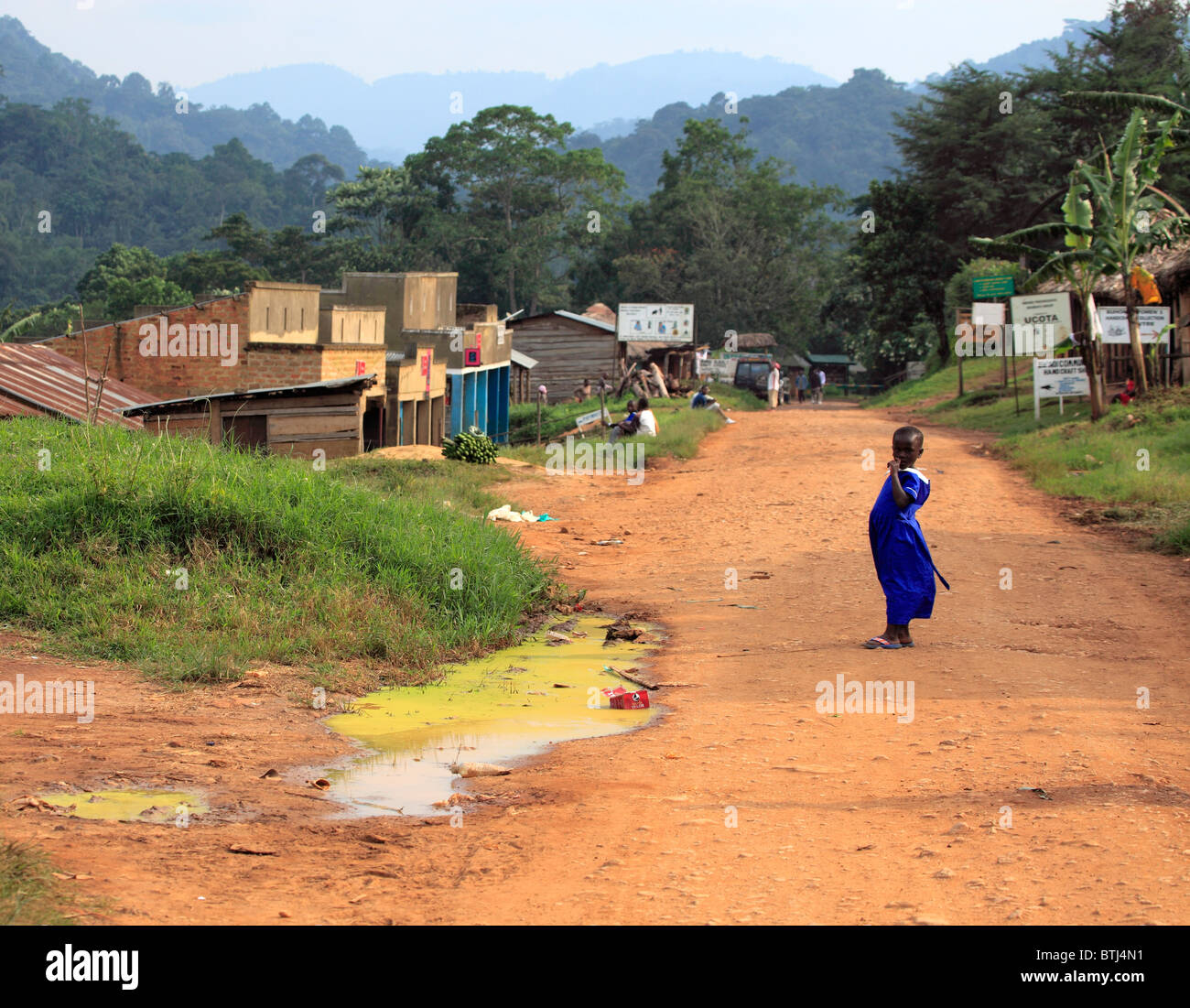 Village, l'Ouganda, l'Afrique de l'Est Banque D'Images