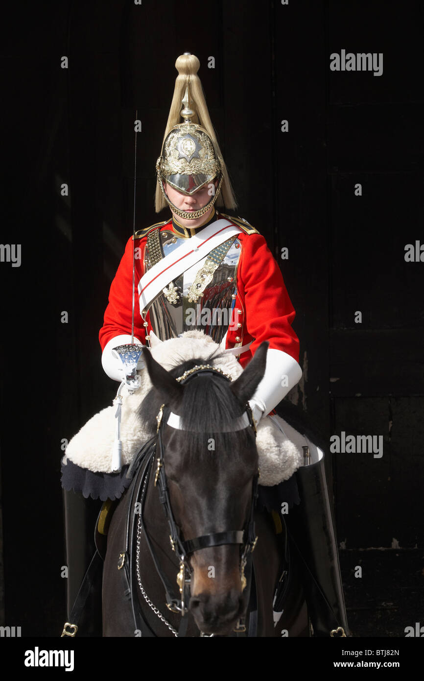 British Household Cavalry (Life Guards Regiment), Horse Guards, Whitehall, Londres, Angleterre, Royaume-Uni Banque D'Images