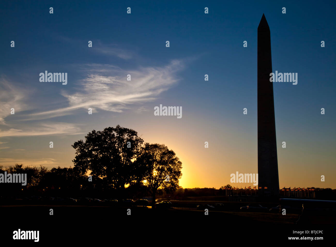 Washington Monument au coucher du soleil Banque D'Images