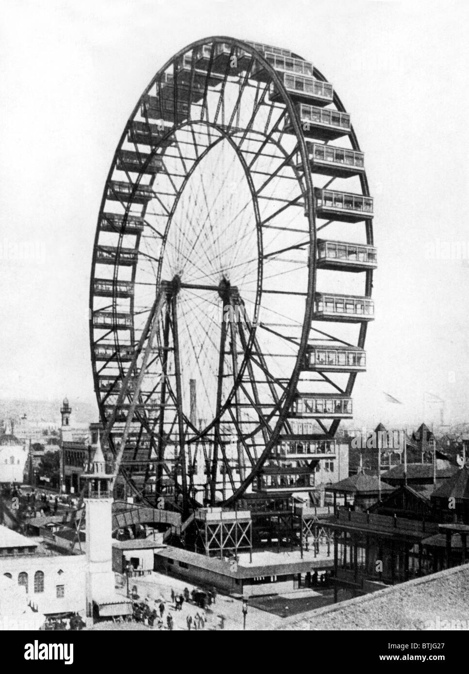 La Grande Roue à la foire mondiale de Chicago en 1893 (aka Chicago 1893 World's Columbian Exposition ), qui comptait 32 gl Banque D'Images