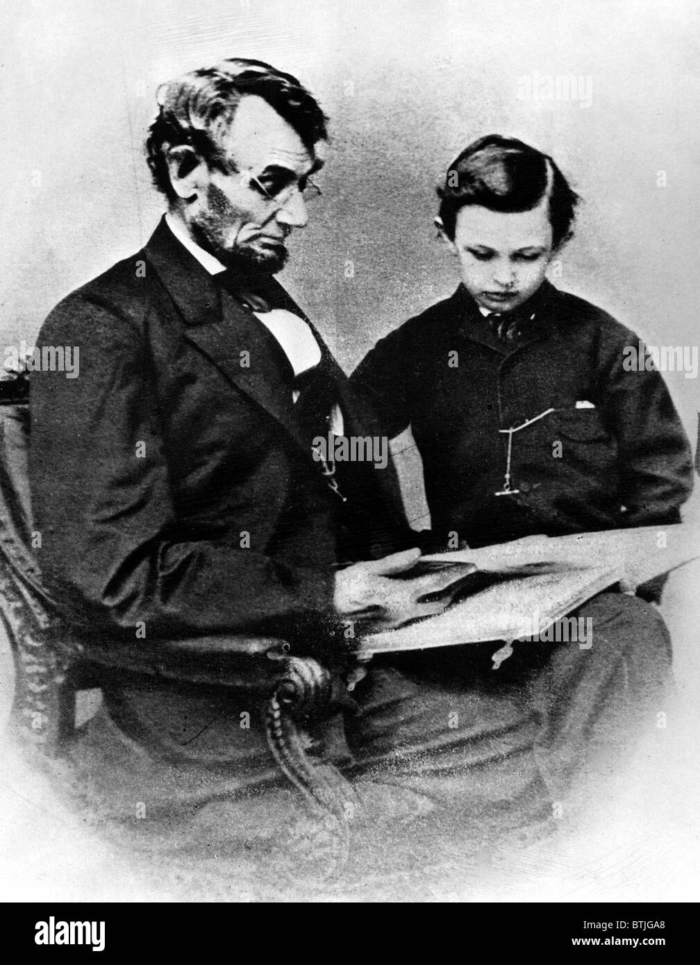 Le président Abraham Lincoln et son fils William Wallace Lincoln, au début des années 1860. Banque D'Images