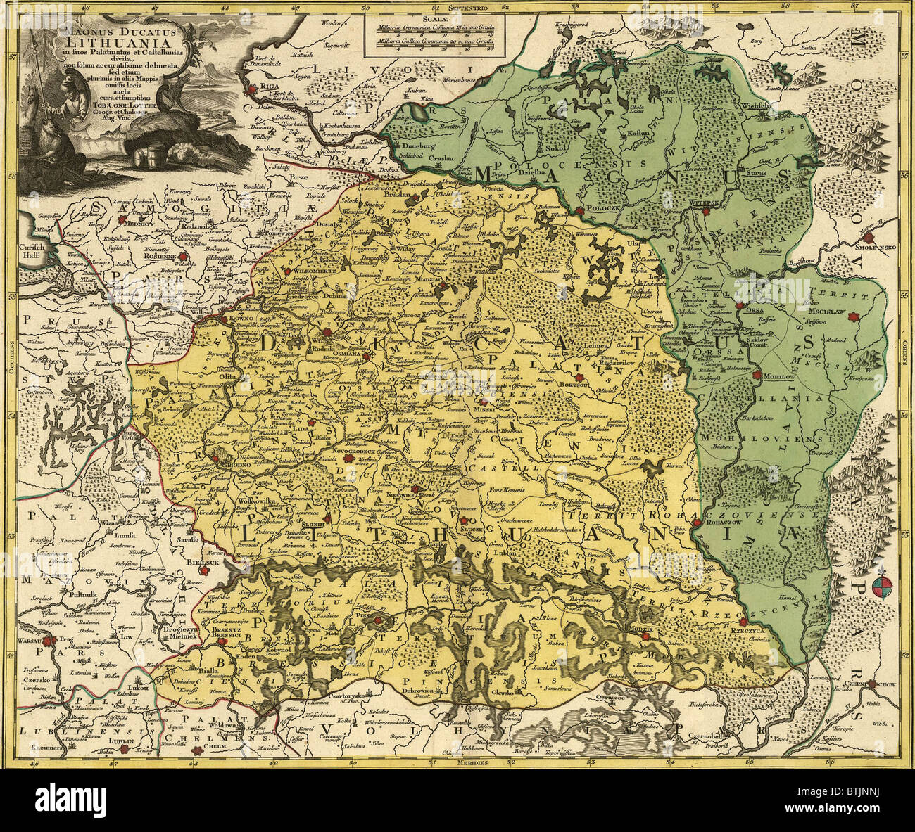 18e siècle plan de la Lituanie, puis une "communauté des deux peuples' formé en 1569 avec la Pologne pour résister à la puissance de la Russie. Par le 18ème siècle, la communauté a perdu de l'influence, et serait divisé par la Russie, la Prusse et la France à la fin du siècle. Banque D'Images