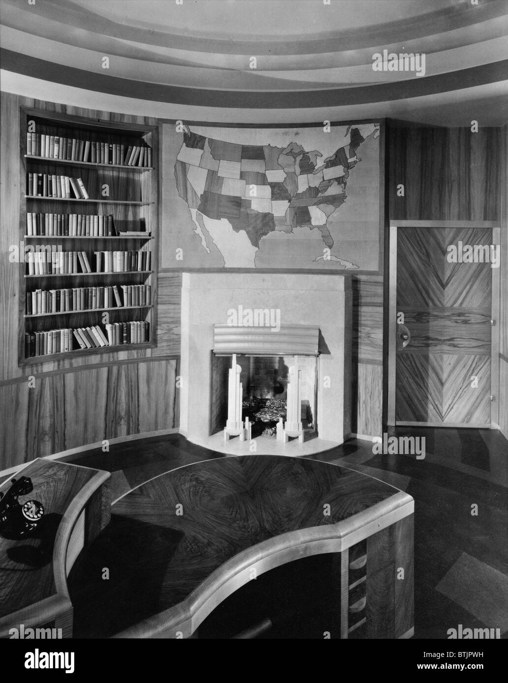 Cincinnati Union Terminal, bureau du président du conseil, construit en 1933, partiellement démoli en 1974, Cincinnati, Ohio, photo vers le début des années 1970. Banque D'Images