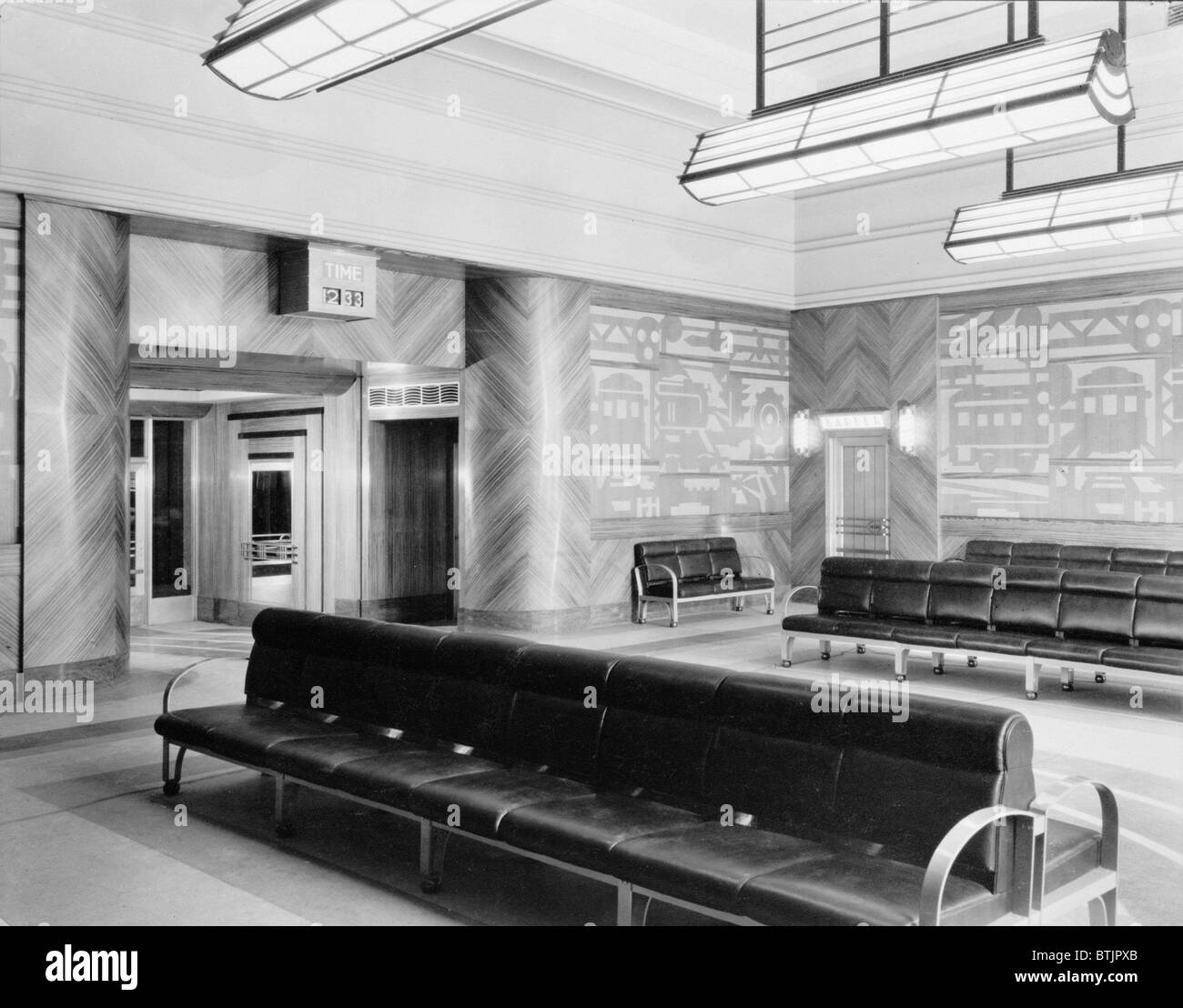 Cincinnati Union Terminal, men's Lounge, construit en 1933, partiellement démoli en 1974, Cincinnati, Ohio, photo vers le début des années 1970. Banque D'Images