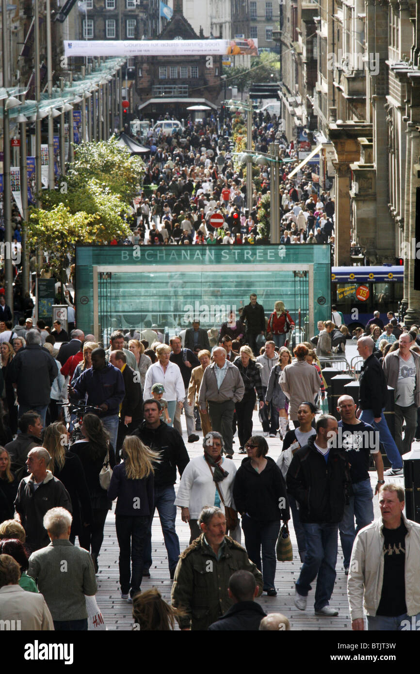 High Street Shopping, la station de métro Buchanan Street, Buchanan Street, Glasgow, Scotland Banque D'Images