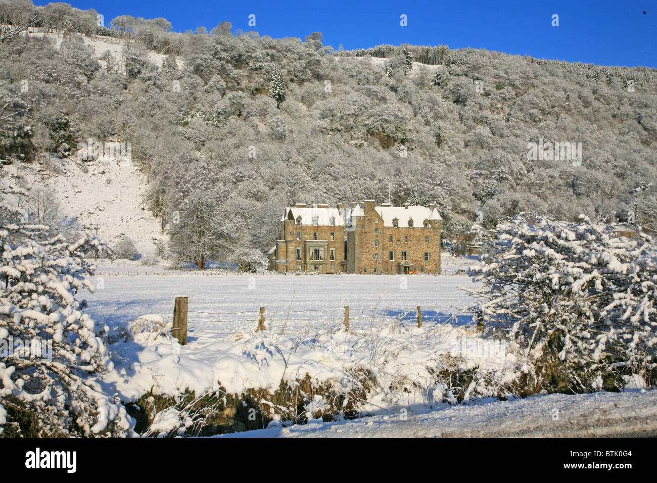 UK Ecosse Perthshire Tayside Menzies Weem Château près de Aberfeldy en hiver Banque D'Images