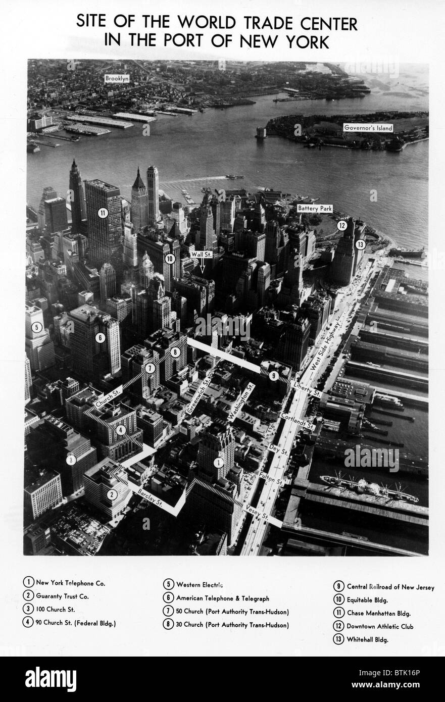 WORLD TRADE CENTER, photo aérienne en date du 10-26-64. Banque D'Images