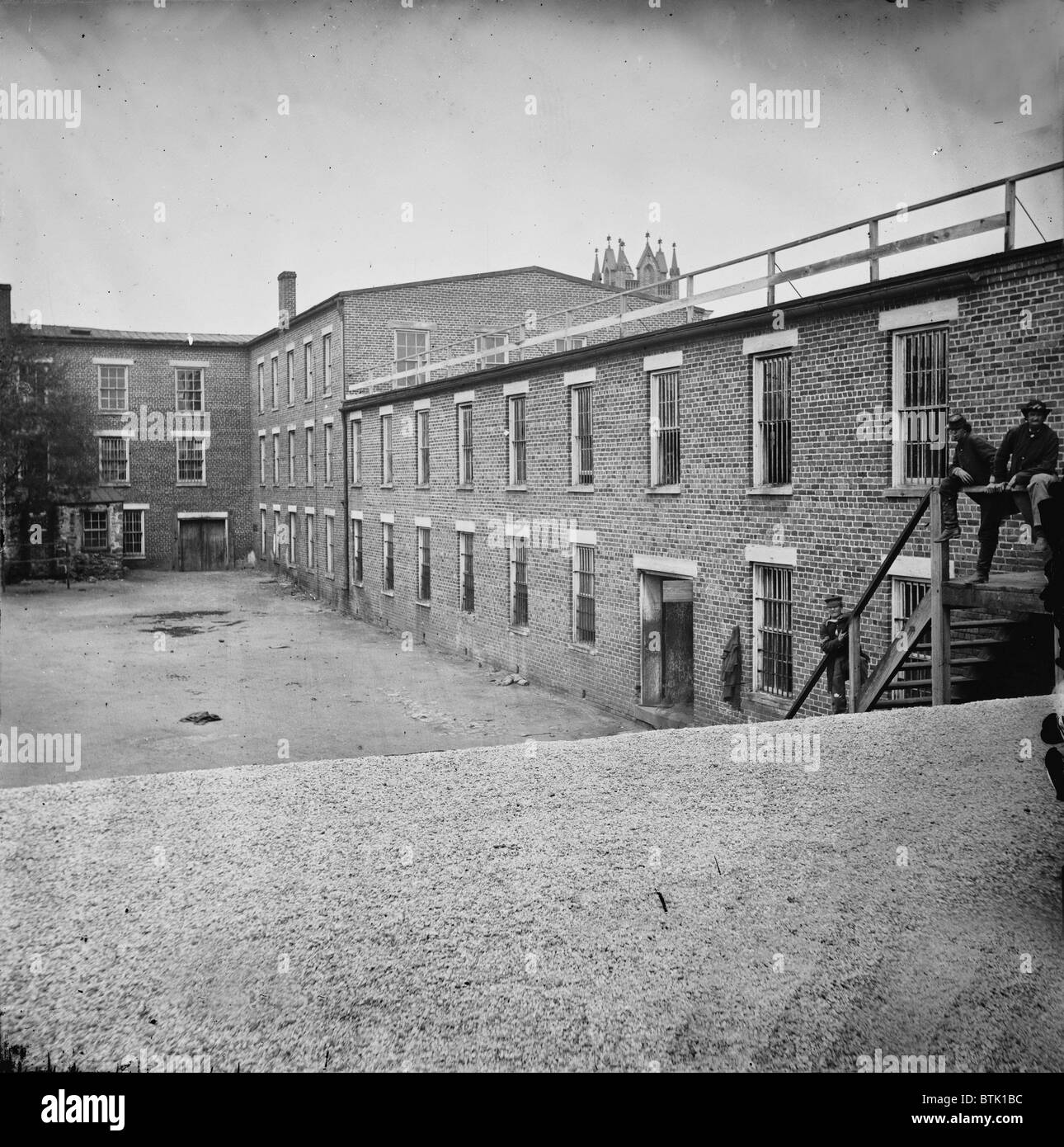 La guerre civile, de l'entrepôt utilisé comme prison, Petersburg, Virginia, photographie, Avril, 1865. Banque D'Images