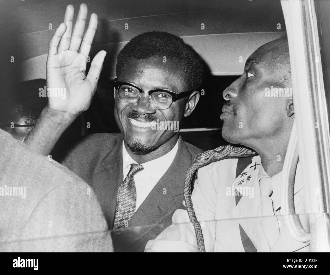 Patrice Lumumba (1925-1961) Premier Premier Ministre du Congo en 1960, à New York pour des réunions avec le Secrétaire général des Nations Unies, Dag Hammarskjöld à l'appel à l'aide de sa nation nouvellement indépendante. Banque D'Images